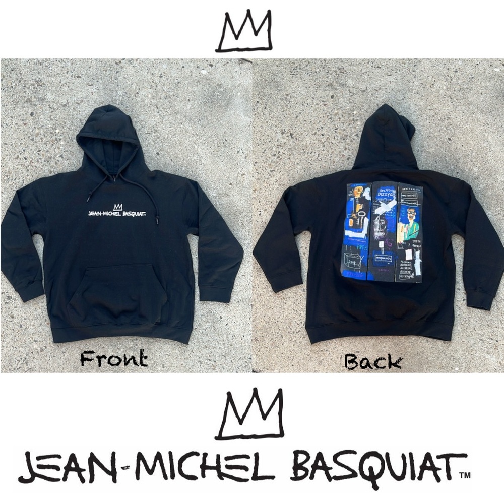 👑 BASQUIAT Hoodie Horn Players Graphic Crown Charlie Parker Dizzy Gillespie
